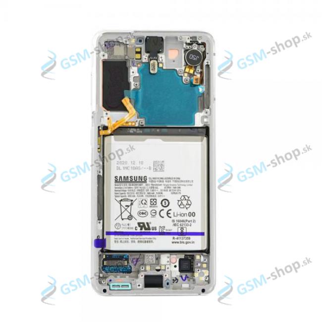 LCD displej Samsung Galaxy S21 5G (G991) a dotyk s krytom bielym a batria Originl