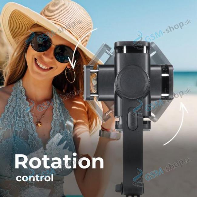 Selfie driak a statv GIMBAL SSTR-L08 so stabiliztorom a Bluetooth ierny
