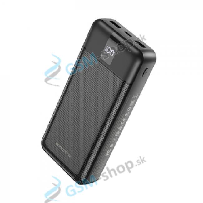 PowerBank BOROFONE BJ20 10000 mAh 2x USB s LED displejom a kblom 3v1 ierna