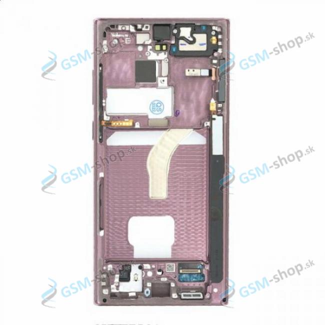 LCD displej Samsung Galaxy S22 Ultra (S908) a dotyk s krytom Burgundy Originl
