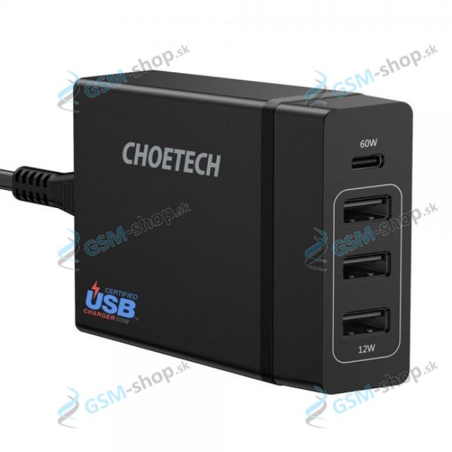 Cestovn nabjaka CHOETECH (PD72-1C3U) 60W 3xUSB ierna