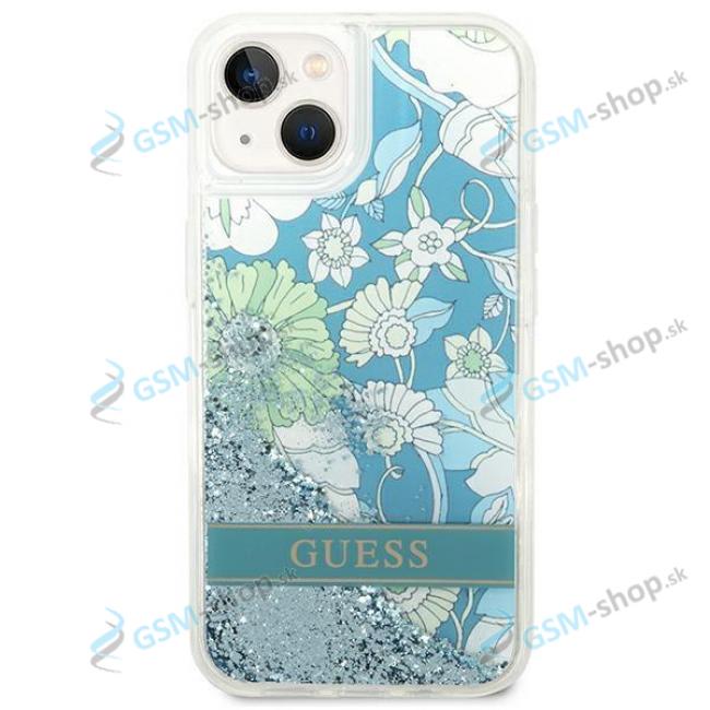 Kryt Guess GUHCP14SLFLSN iPhone 14 Flower Liquid Glitter zelen