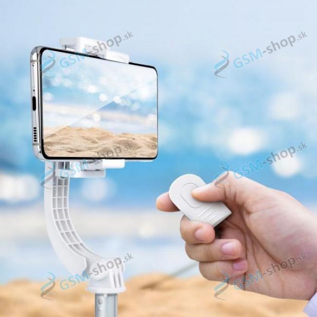 Selfie driak a statv GIMBAL SSTR-L08 so stabiliztorom a Bluetooth biely