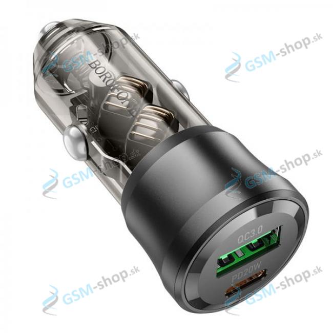 Adaptr do auta BOROFONE BZ25 JOURNEY  USB a USB-C PD 38W ierny 3A