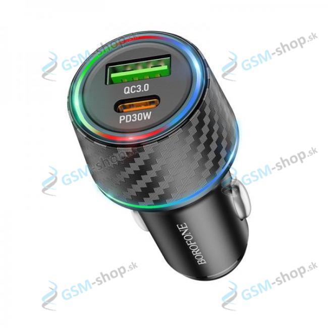 Adaptr do auta BOROFONE BZ21 USB a USB-C QC 3.0 PD 48W ierny 3A