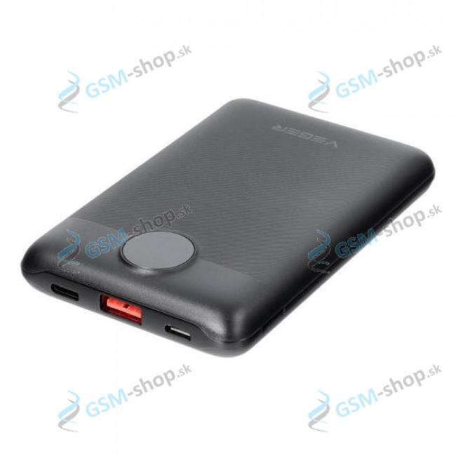 PowerBank VEGER S11 10 000 mAh QC 3.0 PD 22,5W s LED displejom ierna