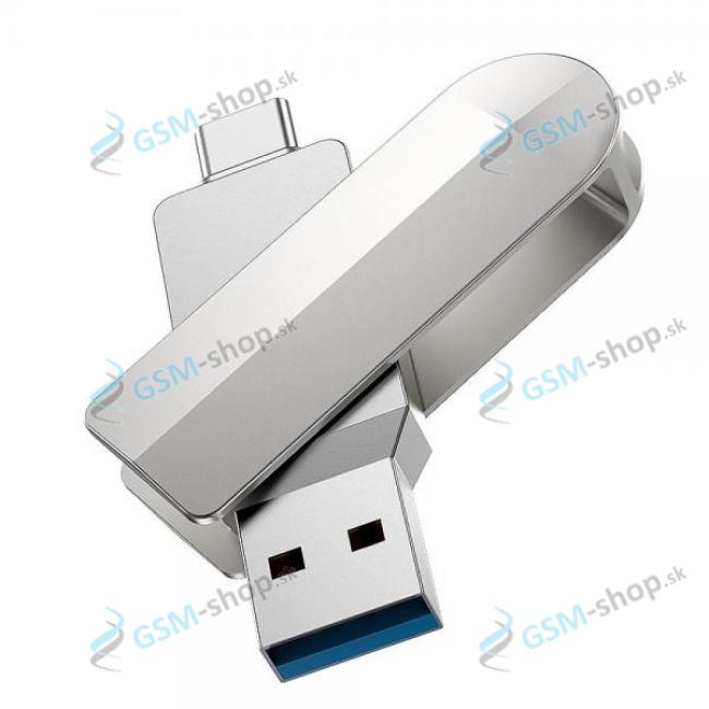 USB FLASH DISK HOCO UD10 USB 3.0 a USB-C 16GB strieborn