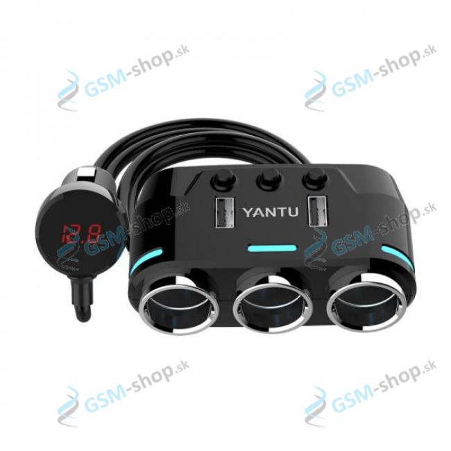 Rozboova do autozapaovaa YANTU B39 3x Vstup a 2x USB 2.1A 100W s displejom a kblom ierny