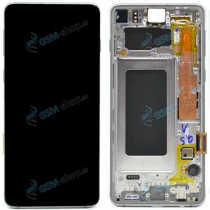 LCD displej Samsung Galaxy S10 (G973) a dotyk s krytom strieborným Originál