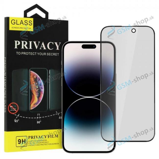 Tvrden sklo PRIVACY iPhone 13, 13 Pro, 14 cel displej FULL GLUE ierne