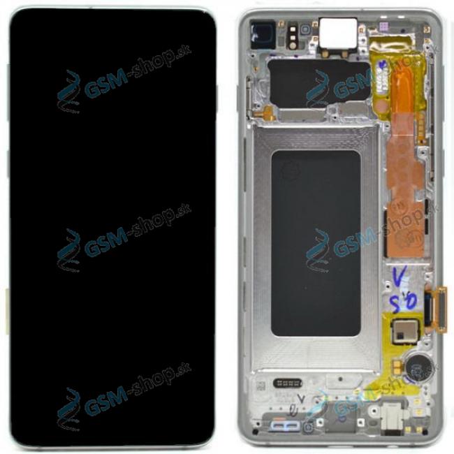 LCD displej Samsung Galaxy S10 (G973) a dotyk s krytom striebornm Originl