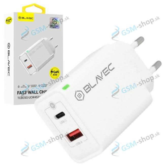 Nabjaka BLAVEC BC-5 GaN PD QC 45W USB a USB-C 3A biela