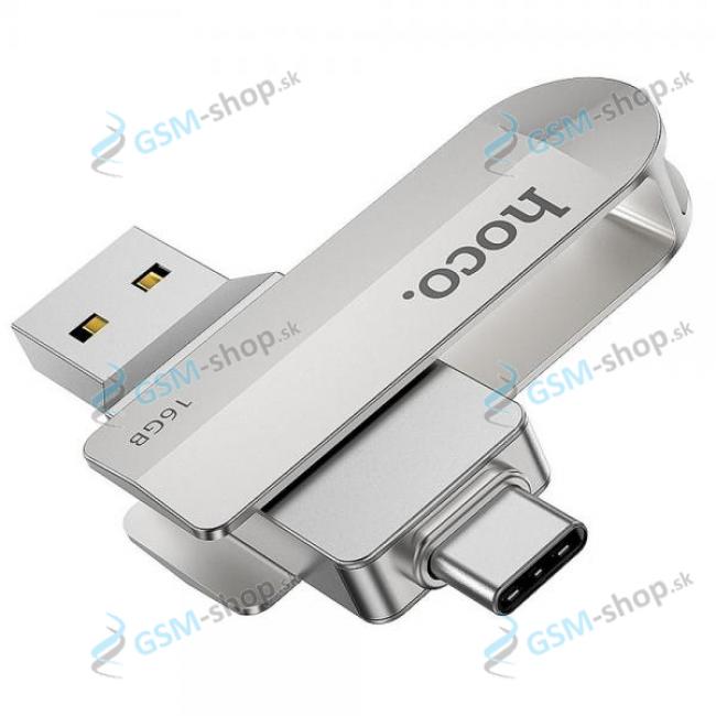 USB FLASH DISK HOCO UD10 USB 3.0 a USB-C 16GB strieborn