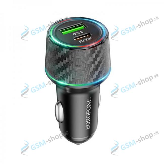 Adaptr do auta BOROFONE BZ21 USB a USB-C QC 3.0 PD 48W ierny 3A