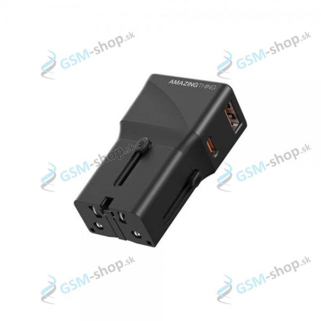 Cestovn adaptr AT EXPLORER Pro 4v1 USB a USB-C ierny